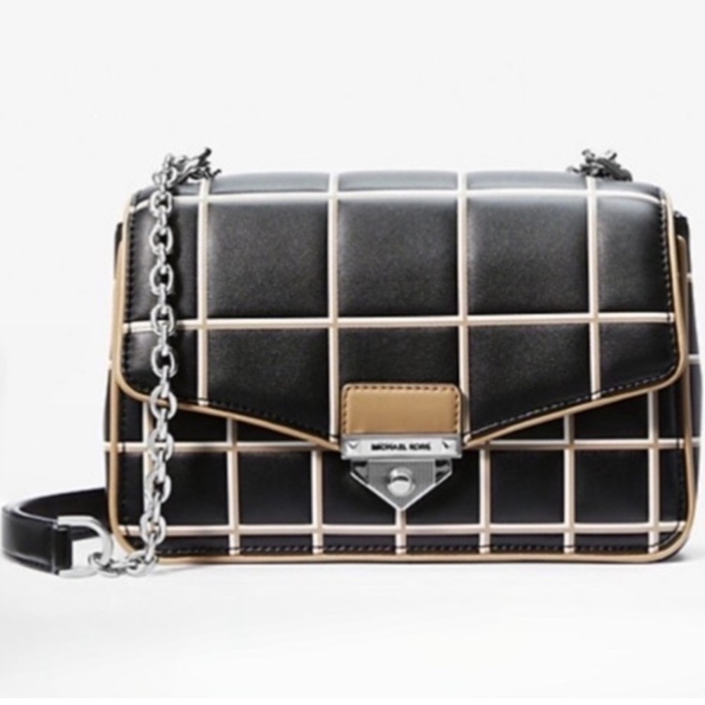 Michael Kors Large Black and Tan SoHo Quilted Shoulder Bag w/dust cover.